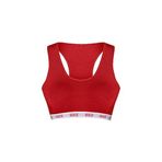 HNX UNDERWEAR Pamuklu Yazılı Lastikli Çapraz Askılı Çıkarılabilir Kaplı Kadın Sporcu Sütyen (Kırmızı, M)