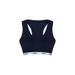 HNX UNDERWEAR Pamuklu Yazılı Lastikli Çapraz Askılı Çıkarılabilir Kaplı Kadın Sporcu Sütyen (Lacivert, L)