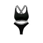 HNX UNDERWEAR Siyah LOVE Lastikli Büstiyer Brazil Külot Kadın Spor İç Çamaşırı Takım Siyah L hnxNM8391