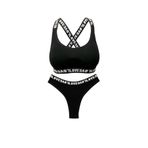HNX UNDERWEAR Siyah LOVE Lastikli Büstiyer Brazil Külot Kadın Spor İç Çamaşırı Takım Siyah M hnxNM8410