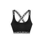 HNX UNDERWEAR Siyah Love Lastikli Çapraz Askılı Sporcu Sütyen Siyah M hnxNM554
