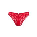 HNX UNDERWEAR Taş Detaylı Önü Tül Dantelli Slip Kadın Külot Kırmızı L hnxNM1189