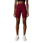 HNX UNDERWEAR Yüksek Bel Fitilli Spor Kısa Tayt,%80 Poliamid%20 Elastan, Nefes Alabilir Kumaş (Bordo, 2XL)