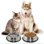 Hoala Hoala Paslanmaz Kedi Köpek Mama ve Su Kabı, Kaymaz Tabanlı Metal Mama Kabı (18cm)