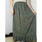 Hoaryage Beli Lastikli Altta Tek Kat Fırfırlı Viskon Kumaş Etek %100 Pamuk 36-44BEDEN - Yeşil-150203 - Standart
