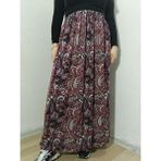 Hoaryage Beli Lastikli Desenli Penye Kumaş Maxi Boy Anne Etek %100 Pamuk 38BEDEN 100KG - Acı Kahve - Standart