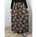 Hoaryage Beli Lastikli Desenli Viskon Basma Kumaş Maxi Boy Anne Etek 36-48BEDEN - Kahve-150204 - Standart