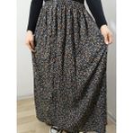 Hoaryage Beli Lastikli Desenli Viskon Basma Kumaş Maxi Boy Anne Etek 36-48BEDEN - Mavi - Açık Mavi - Standart