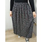 Hoaryage Beli Lastikli Desenli Viskon Basma Kumaş Maxi Boy Anne Etek 36-48BEDEN - Mor - Açık Pembe - Standart