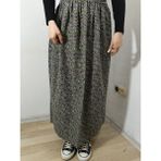 Hoaryage Beli Lastikli Desenli Viskon Basma Kumaş Maxi Boy Anne Etek 36-48BEDEN - Yeşil - Açık Yeşil - Standart