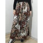 Hoaryage Beli Lastikli Desenli Viskon Kumaş Maxi Boy Anne Etek %100 Pamuk 38BEDEN 100KG - Kahve-159146 - Standart