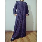 Hoaryage Robadan Uzun Kollu %100 Viskon Basma Çiçekli Anne Elbise, Namaz Elbisesi - Lacivert - Açık Gri
