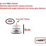 Hobbi Baza Ayağı - M8- Vidalı - Baza Yükseltme Ayağı - Koltuk Kanepe Ayağı-Çekyat Ayağı - Dolap Ayağı 4 Adet - İnce Vida