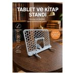Hobbi Tasarım Kitap Okuma ve Tablet Standı Gri + Ayraç Hediyeli