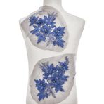 HOBBIESAY 1 çift 3D çiçek dantel aplikasyonlar koyu mavi polyester çiçek yaması, dikmek için, boncuklar, nakış, aplikasyonlar, dekoratif onarım yaması, gelinlik, gece elbisesi, korse için