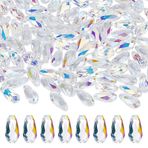 HOBBIESAY 100 adet şeffaf cam boncuk, damla şeklinde, 7 mm, üstten delinmiş, damlalar, mesafe tutucu, su damlaları, fasetlenmiş inci, düz Rocailles boncuk, bileklik, kolye, küpe, kendin yap