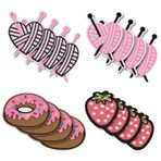 HOBBIESAY 16 adet 4 stil Food Patch işlemeli Donut-çilek kalp aplikasyonu dekoratif onarım yamaları elbise kot tişört gömlek elbise ceket şapka dikmek ve ütülemek için