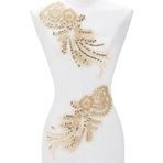 HOBBIESAY 2 adet altın nakış payetli aplikasyon dantel kumaş aplikasyonlar dikiş el işi dekorasyon aplikasyonlar polyester onarım yamaları düğün elbisesi elbise korse kostüm kıyafet için