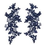 HOBBIESAY 2 Çift Çiçek Nakışı Dantel Aplikasyonları Deniz Mavisi Polyester Çiçek Yaması Dikiş İşleri Dekorasyon Aplikasyonları Düğün Elbisesi Elbise Korse Kostüm Kıyafet için