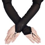 HOBBIESAY 53 cm Kadın Uzun Parmaksız Şeffaf Eldiven File Uzun Eldiven Seksi Şeffaf Cam Suni Elmas Eldiven Düğün Gelin Toper Parti Cadılar Bayramı Kostüm için, Siyah, 53cm