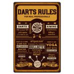 Hobbspring 1 adet vintage metal sac levha 20 x 30 cm retro dart kuralları levha pas görünümlü Always Score 180 dart aksesuar poster ev, oyun odası, erkek mağarası, kafeler, barlar, barlar, barlar