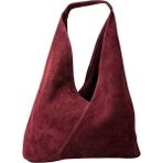 Hobby 26015S Hakiki Süet Deri Kadın Omuz Çantası - 18x33x9 - Bordo