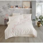 Hobby Çift Kişilik Vera Nakışlı Nevresim Takımı - 200 x 220 cm - Krem - Pembe