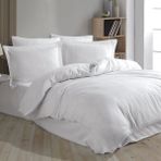 Hobby Çizgili Beyaz - Çift Kişilik Jakarlı Saten Nevresim Takımı - 200 x 220 cm - Renkli