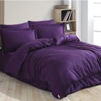 Hobby Çizgili Mor - Çift Kişilik Jakarlı Saten Nevresim Takımı - 200 x 220 cm - Renkli