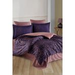 Hobby Gris Saten Çift Kişilik Nakışlı Nevresim Takımı - 200 x 220 cm - Mor