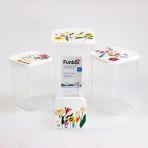Hobby Life 4lü Uzun Funbox Saklama Kabı ( 0,9+1,4+2,1+3,1 Lt) Çiçek Desenli