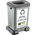 Hobby Life 50 lt Bio Endüstriyel Gri Metal Atık Geri Dönüşüm Çöp Kutusu