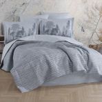 Hobby Tully Gri - Çift Kişilik Poplin Kapitone Nevresim Takımı - Renkli - 220 x 240 cm