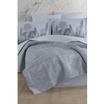 Hobby Tully Gri Poplin Kapitone Çift Kişilik Nevresim Takımı