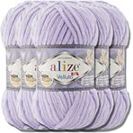 Hobby YARN Alize Velluto 5 x 100 g Türk örgü yünü, süper hacimli yün, tığ işi için, tek renk, bebek yünü, tüylü iplik, keçe yünü, yumuşak yün (Leylak | 146)