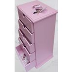 Hobi 90381 Sifonyer Taki Ve Makyaj Kutusu 5Cekmece Parlak Pembe Lake Boya Elyapim