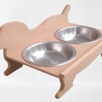 Hobi ADN 90370 Köpek Mama Ve Su Kabı Seti Ahşap HAM MDF Paslanmaz Tabak El Yapım