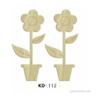 Hobi-art Kd 112 - Çiçekli Saksı Figürlü Dekoratif Mini Ahşap Obje