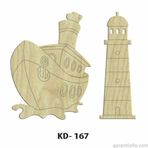 Hobi-Art Kd 167 - Gemi Figürlü Dekoratif Mini Ahşap Obje
