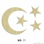 Hobi-Art Kd 71 - Ayyıldız Tasarımlı Dekoratif Mini Ahşap Obje