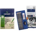 Hobi Market Art Karakalem Eskiz Çizim Başlangıç Seti Faber Castell ve Canson A5 Defter
