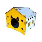Hobi Renkli Ahşap Kedi Evi-Kırmızı Renk - Kırmızı - Ahşap