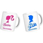 Hobi Shop Barbie Ken Tasarım Kişiye Özel Beyaz Çift Kupası