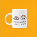 Hobi Shop Duştan Önce Sonra Mood Baskılı Beyaz Porselen Kupa Bardak