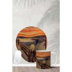 Hobi Shop Edvard Munch Scream Desenli Bilek Destekli Mouse Pad Kupa Seti