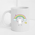 Hobi Shop İp Atlayan Unicorlu Kedi Figürlü Porselen Kupa