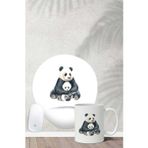 Hobi Shop Panda Ailesi Desenli Bilek Destekli Mouse Pad Kupa Seti