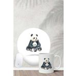 Hobi Shop Panda Ailesi Desenli Bilek Destekli Mouse Pad Kupa Seti