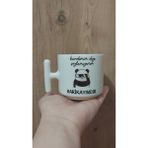 Hobi Shop Real King Yazılı Krem Rengi T Saplı Yazılı Baskılı Pembe Kupa Bardak