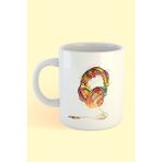 Hobi Shop Renkli Kulaklık Baskılı Kahve Kupası - Beyaz - 300 cc